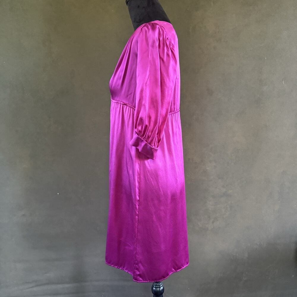 Amanda Uprichard Size Small 100% Silk Fuchsia Empire Waist Dress - Picture 4 of 8